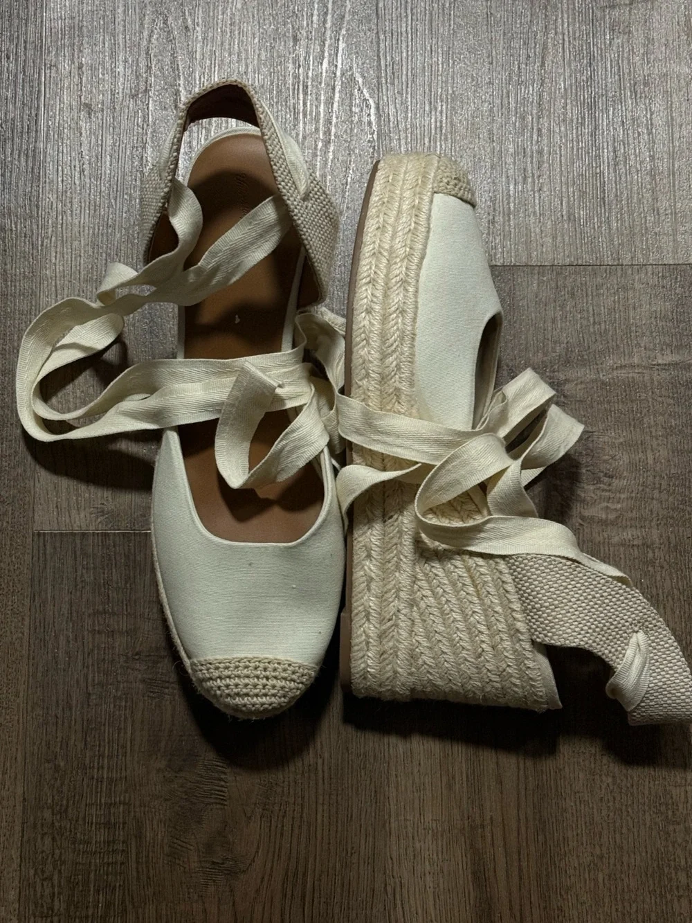 Target Cream Espadrille Platform Ankle Tie Sandals